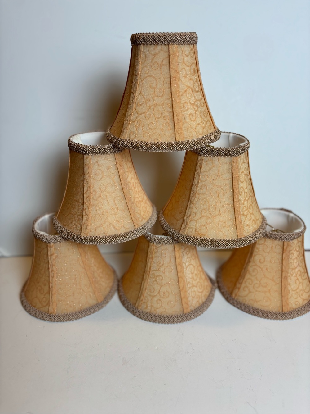 6PCS European Style-Chandelier Lamp Shades-Apricot Color-Small Scroll Design